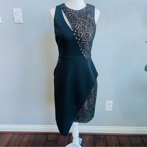 BCBGMaxAzria Black Mini Dress With Lace & Cutout Detail